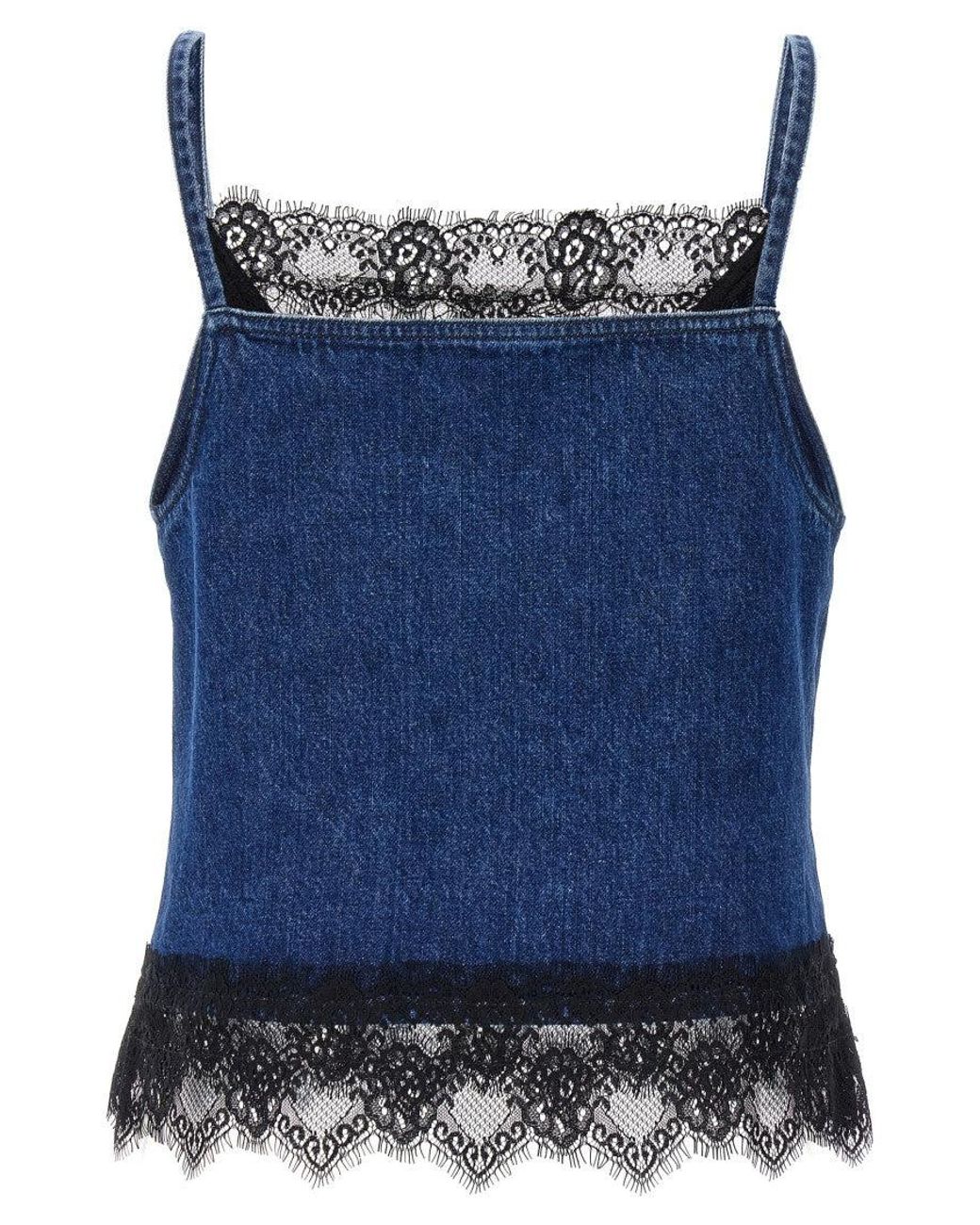 Off-White c/o Virgil Abloh Blue Off- 'Lace 20'S Slip' Top