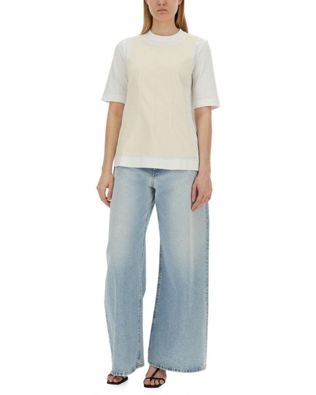Sportmax White Solid Crew Neck T-Shirt