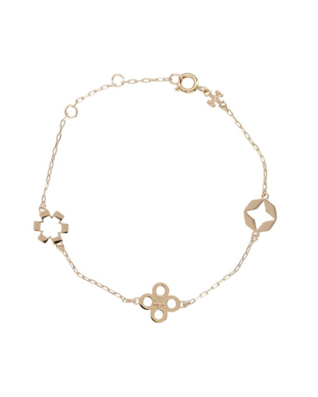 Tory Burch White Clover Chain Bracelet