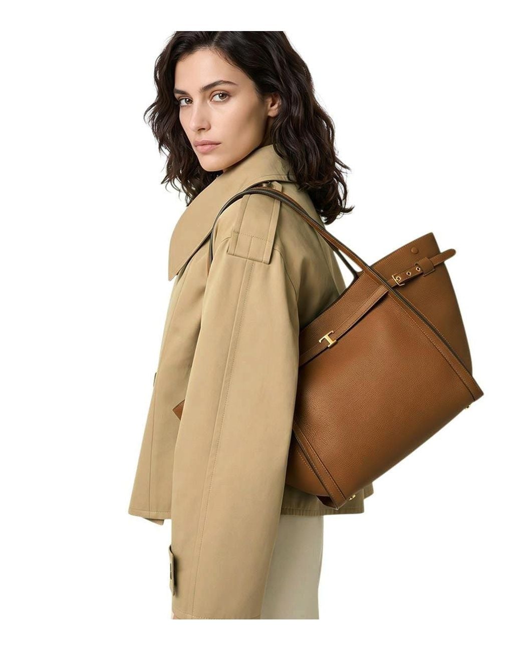 Tod's Brown T Signature Medium Tote
