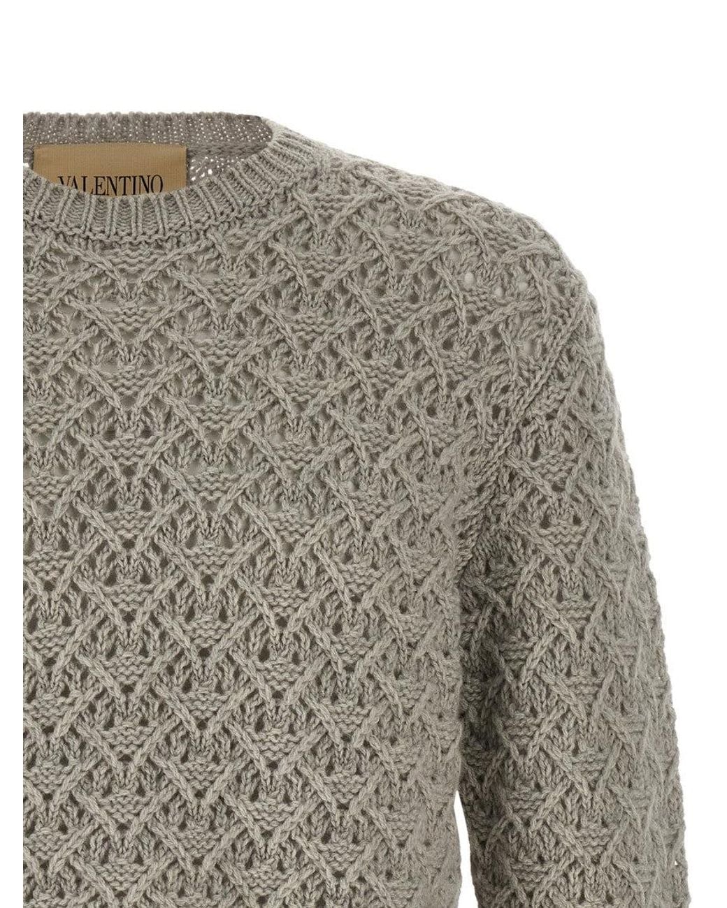 Valentino Gray Crew Neck Sweater for men