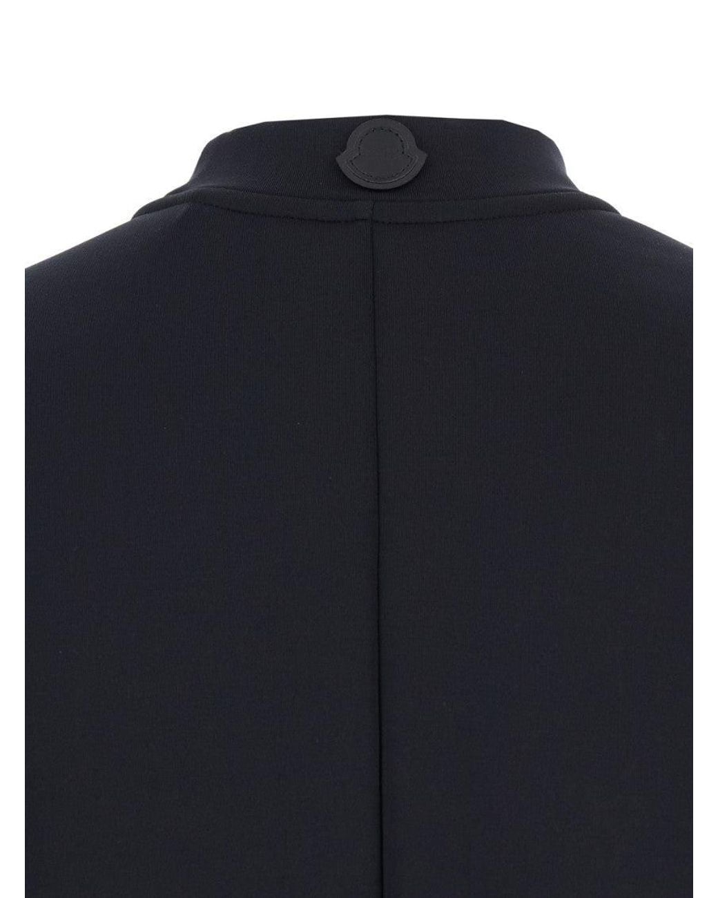 Moncler Blue Solid Mock Collar T-Shirt