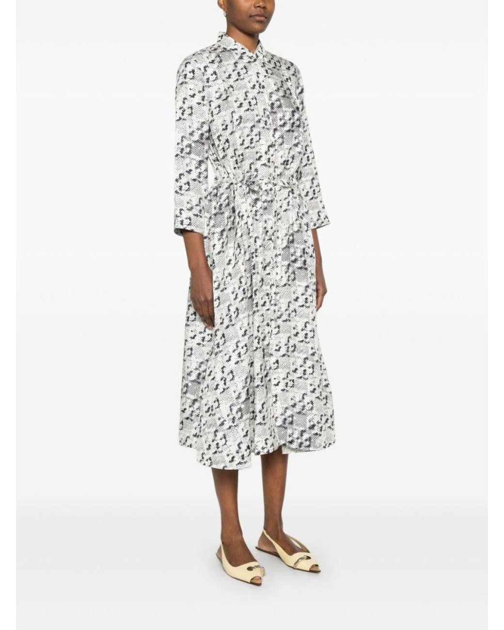 Tory Burch Gray Off Silk Midi Dress