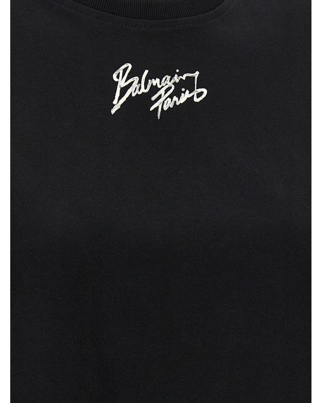 Balmain Black Cropped T-Shirt