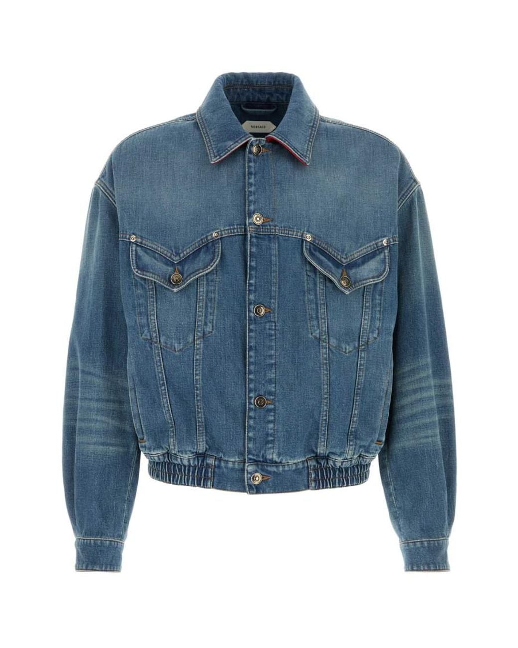 Versace Blue Shirt Collar Jacket for men