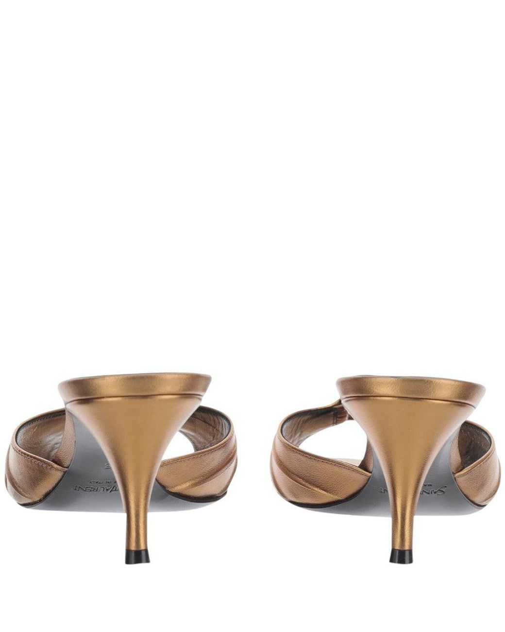 Saint Laurent Metallic Golden Textured Draped Heels