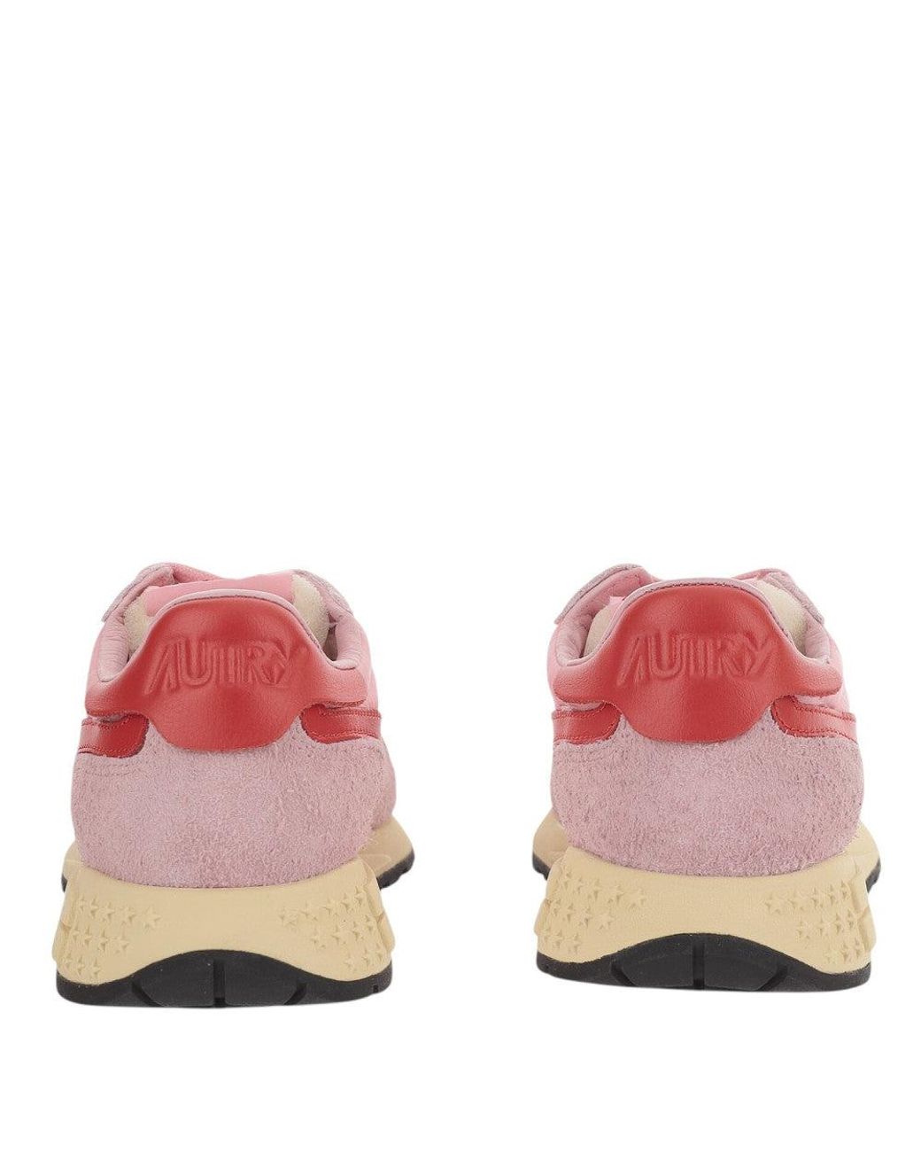 Autry Pink Panel Design Sneakers With Front Lacing And Logo Details