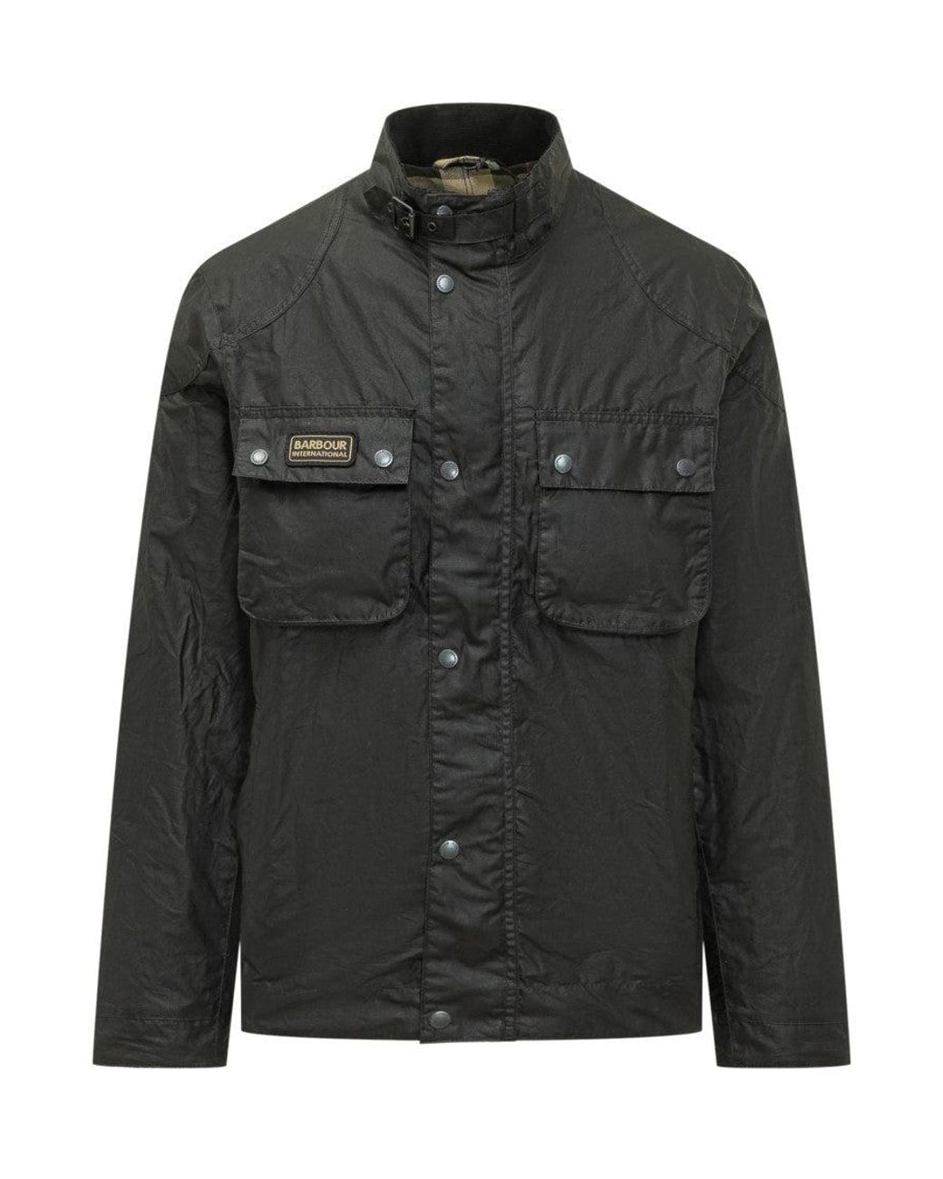 Barbour Black Solid Mandarin Collar Jacket for men