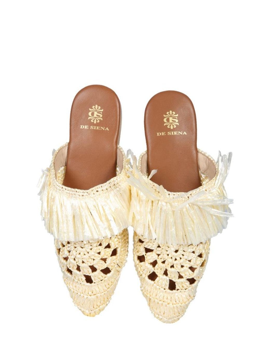 De Siena White Slip-On Sandals