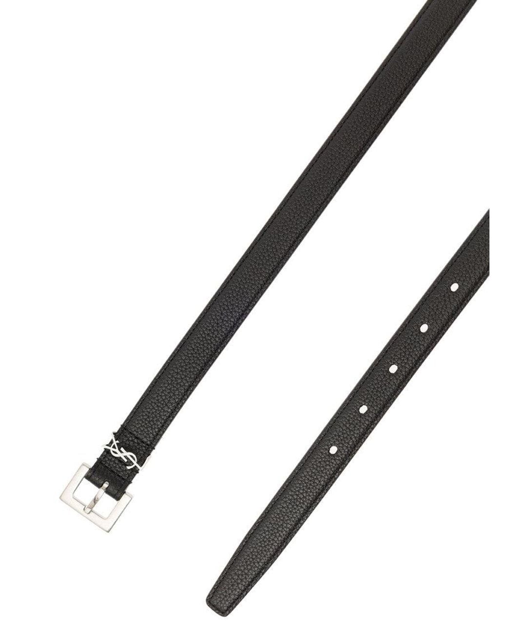 Saint Laurent White Logo Buckle Belt for men