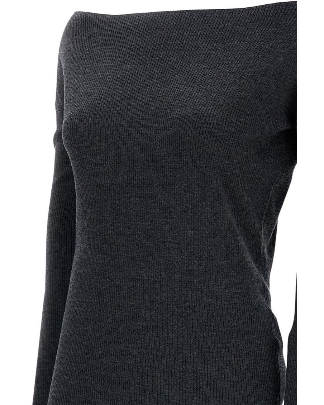 P.A.R.O.S.H. Black Dark Knitted Boat Neck Sweater
