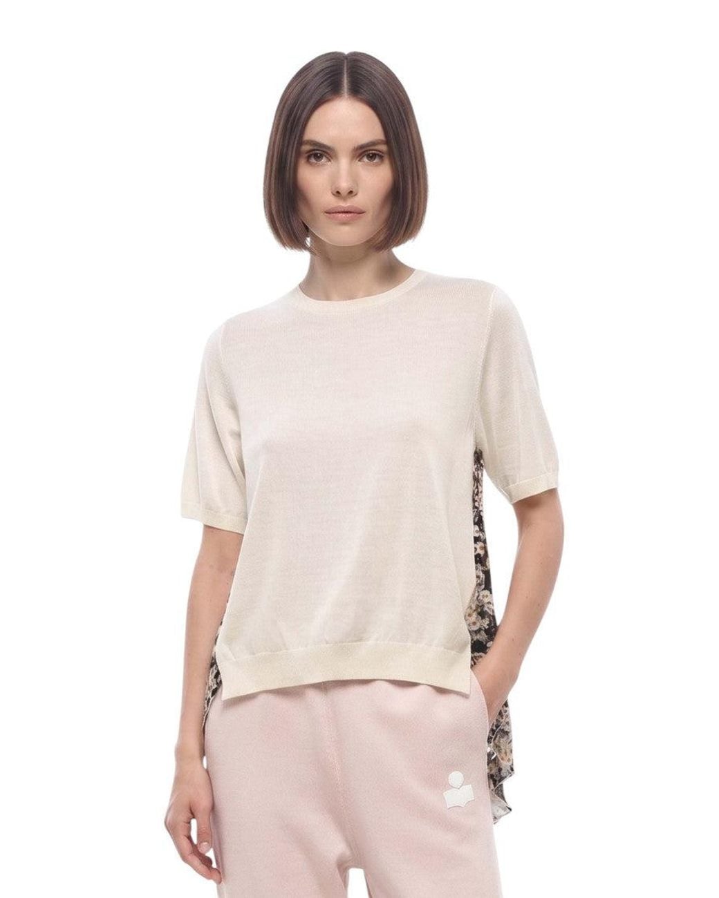 Stella McCartney Natural Off Floral Crew Neck Top