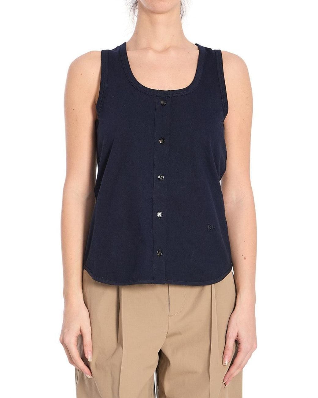 Bottega Veneta Blue Scoop Neck Top