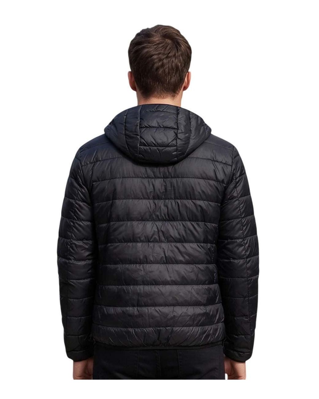 EA7 Black Quilted Hood Jacket for men