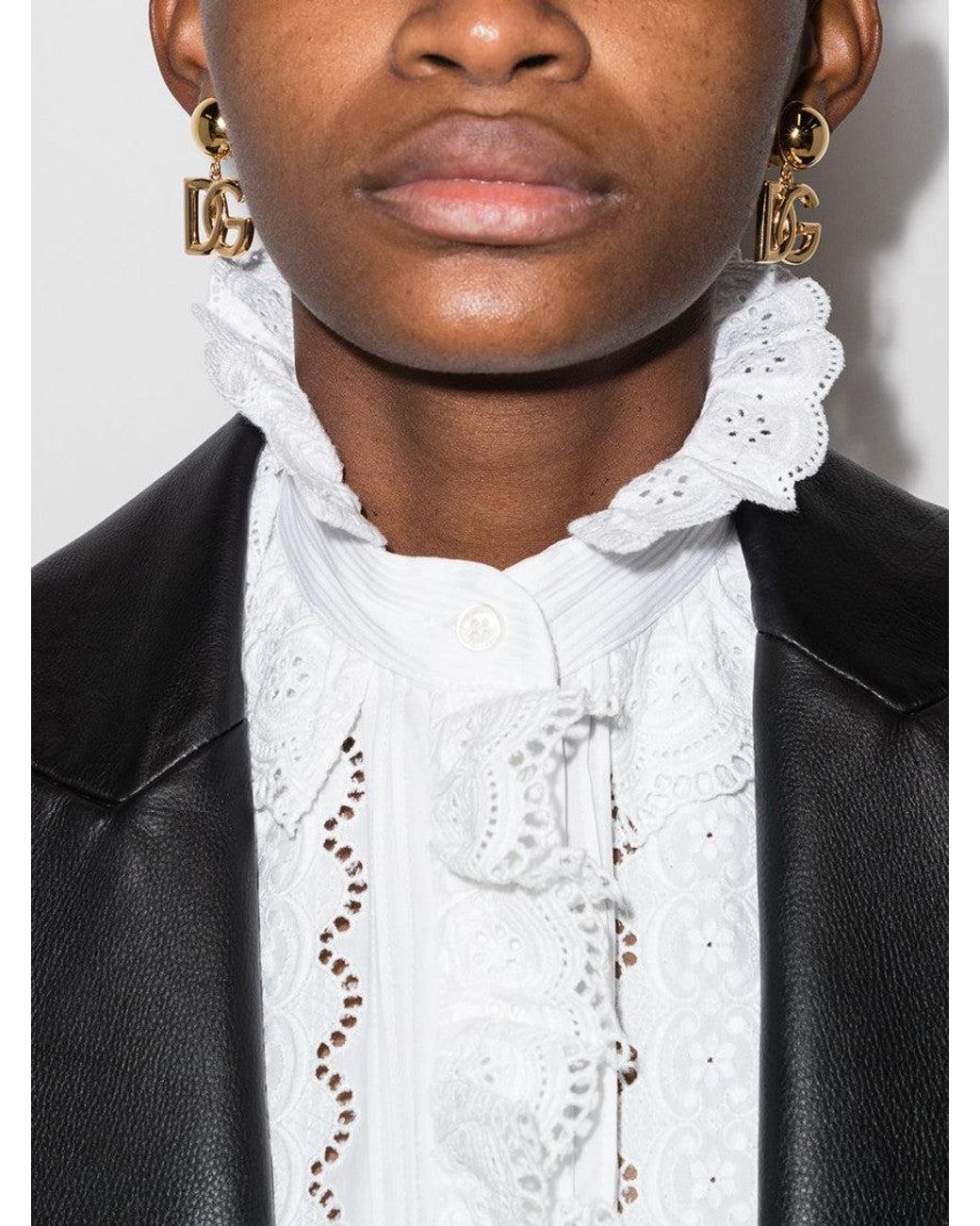 Dolce & Gabbana Metallic Golden Logo Earrings