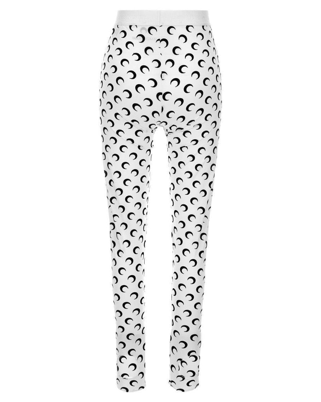 MARINE SERRE White Crescent Moon Print Leggings