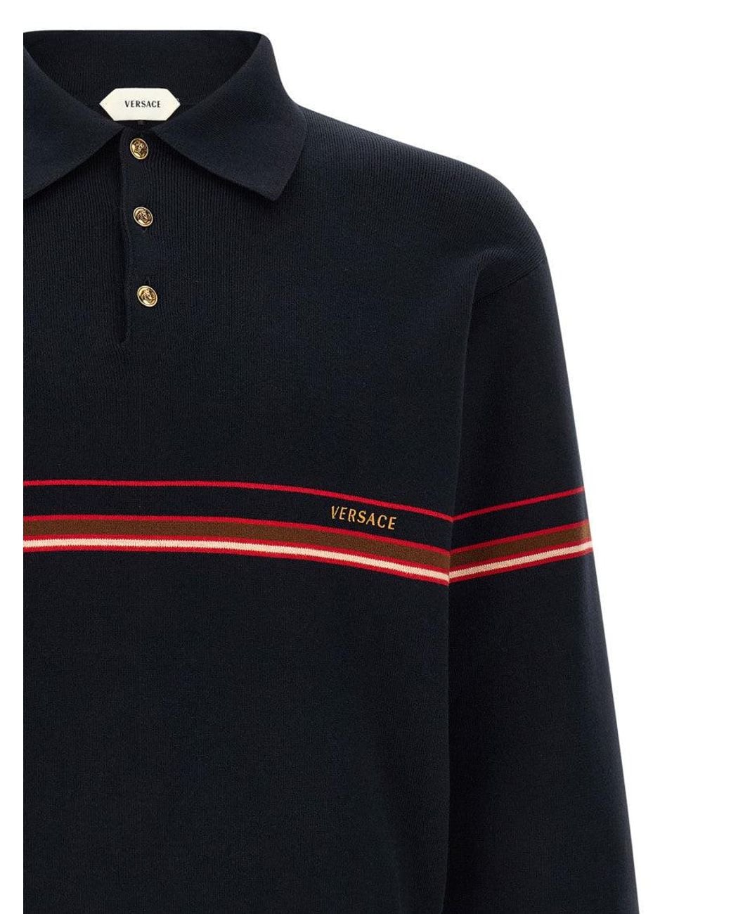 Versace Blue Stripes Shirt Collar Polo for men
