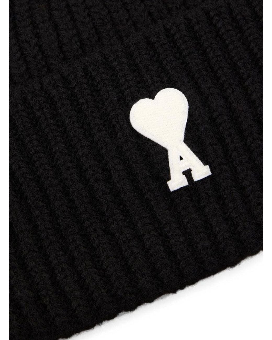 AMI Black Logo Beanie Cap for men