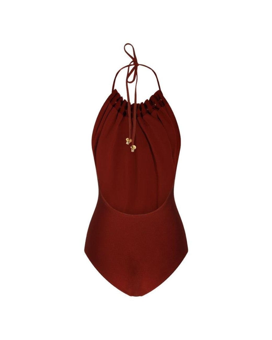 Zimmermann Red Halter Neck Solid Swimwear