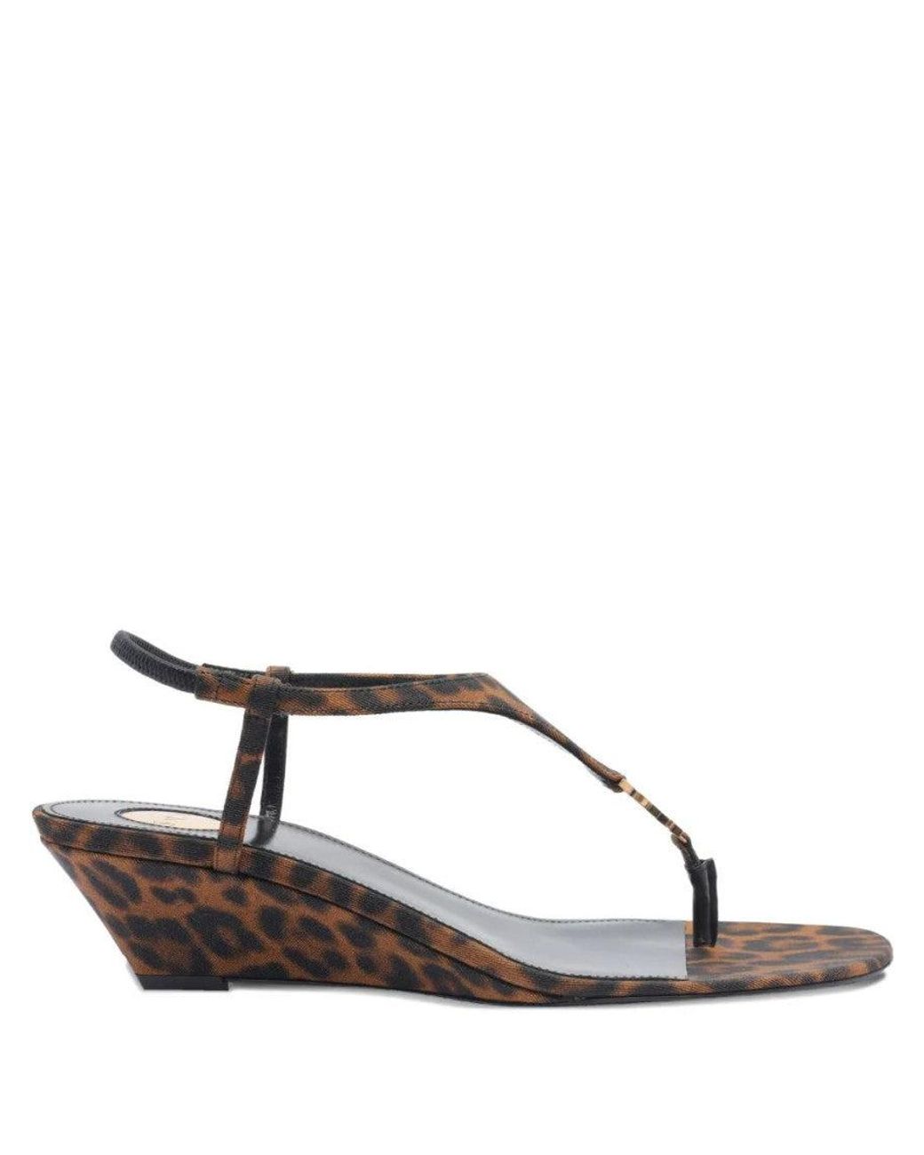 Saint Laurent Brown Animal Print Sandals