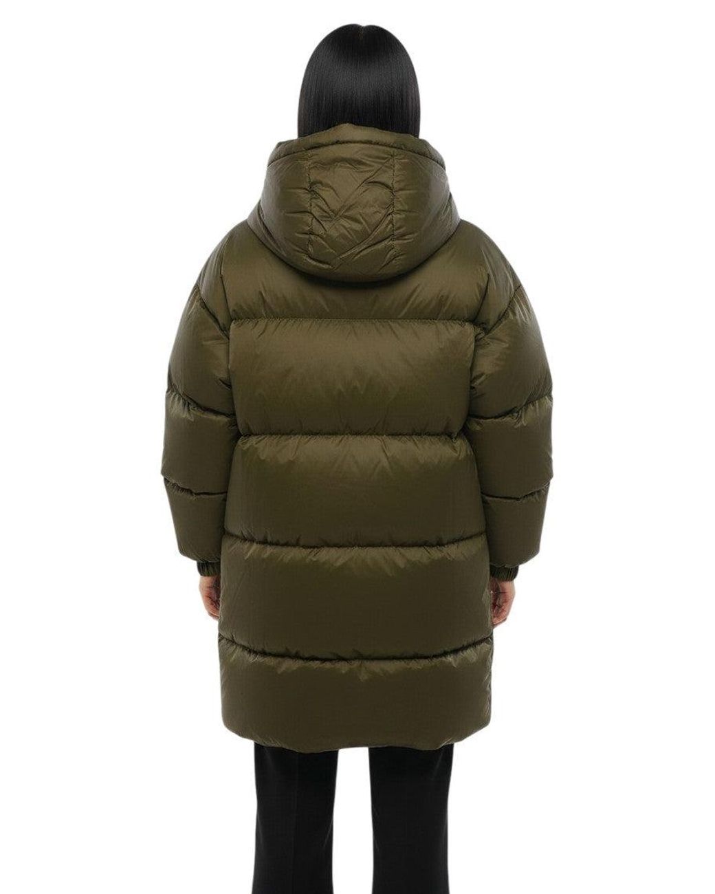 Bacon Green Dark Quilted Hood Jacket