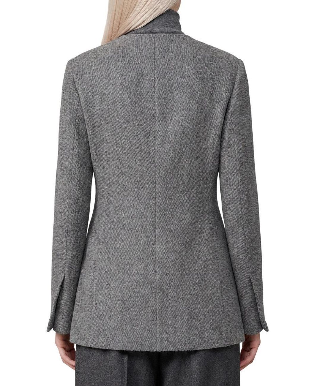 Max Mara Gray Dark Crew Neck Falla Jacket