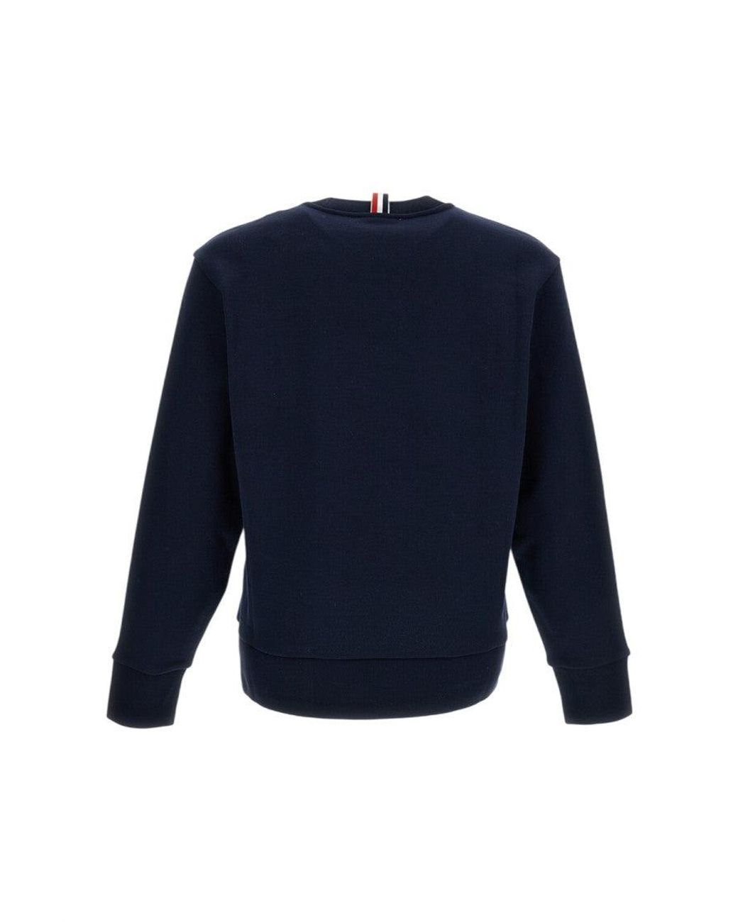 Thom Browne Black Cotton 4-Bar Crewneck Sweatshirt for men