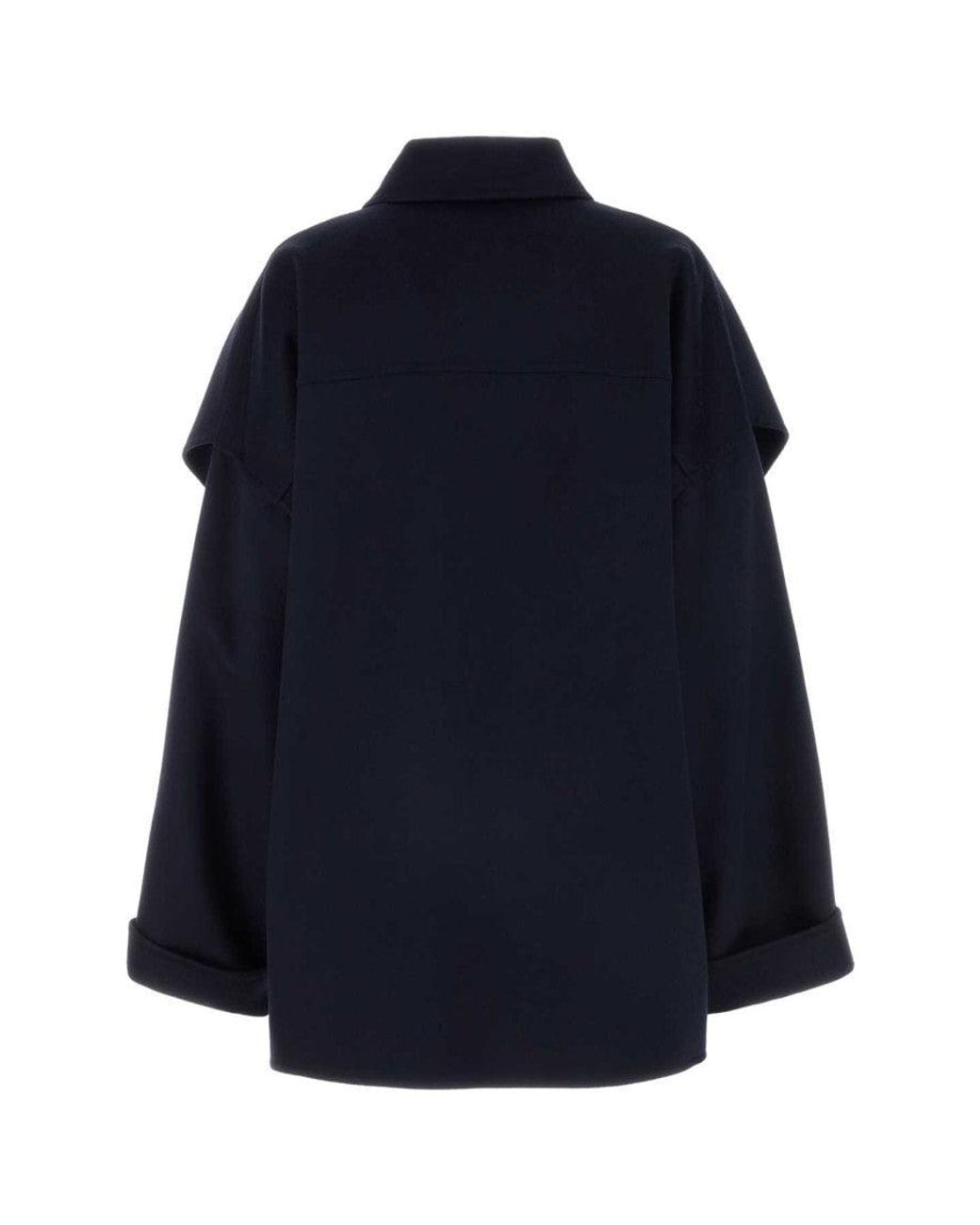 Bottega Veneta Blue Midnight Wool Blend Coat