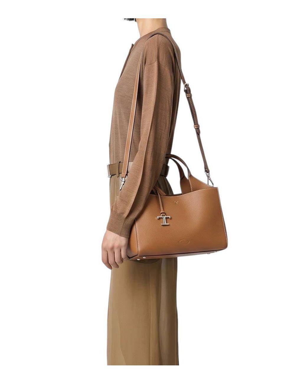 Tod's Brown T Timeless Mini Tote
