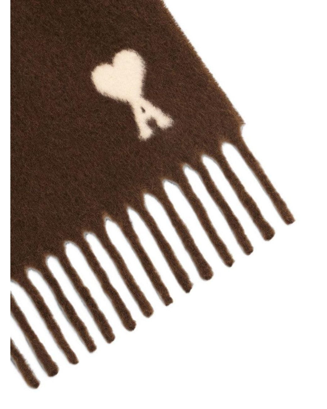 AMI Brown Logo Scarf for men