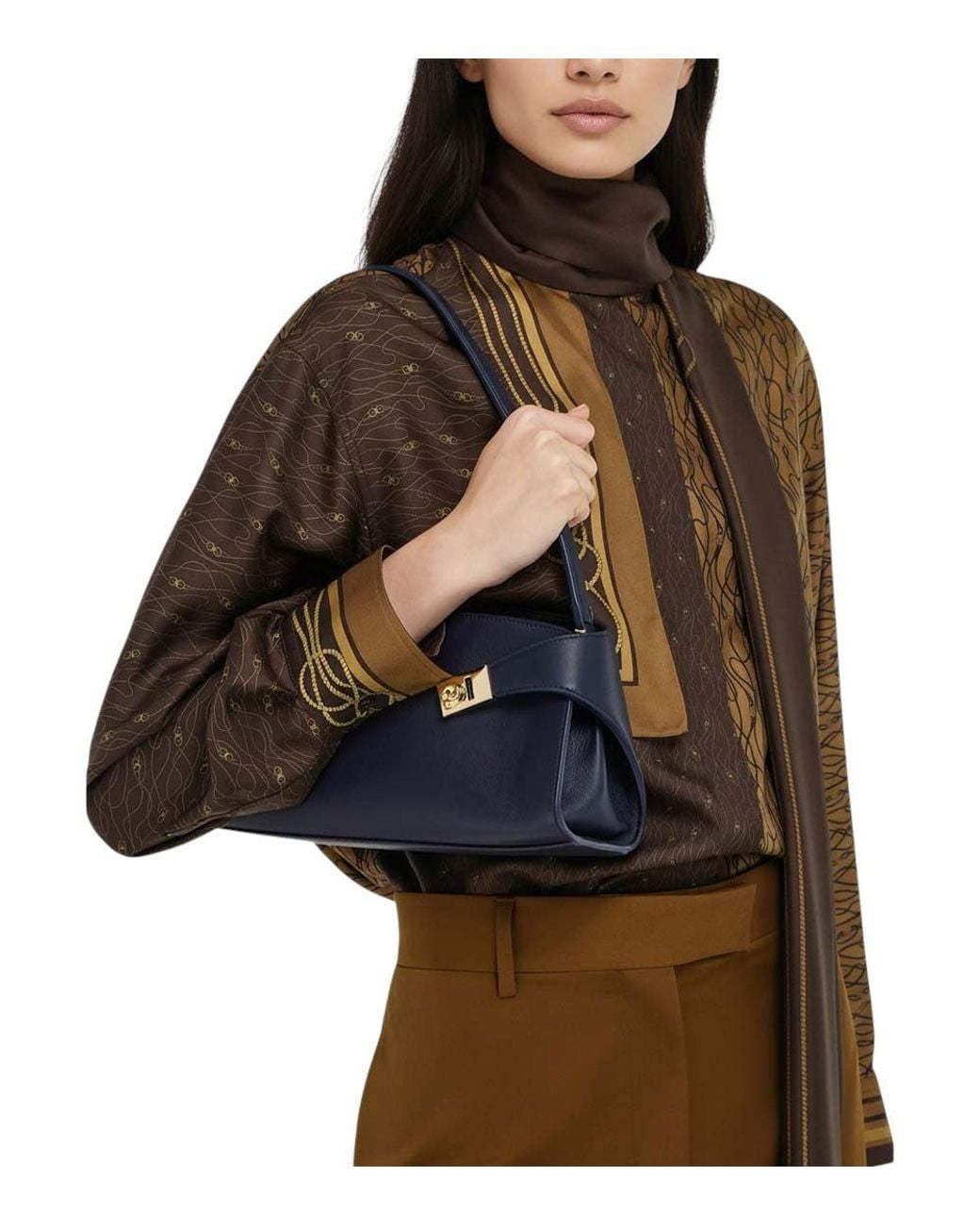 Ferragamo Blue Hug East-West Large Shoulder Bag