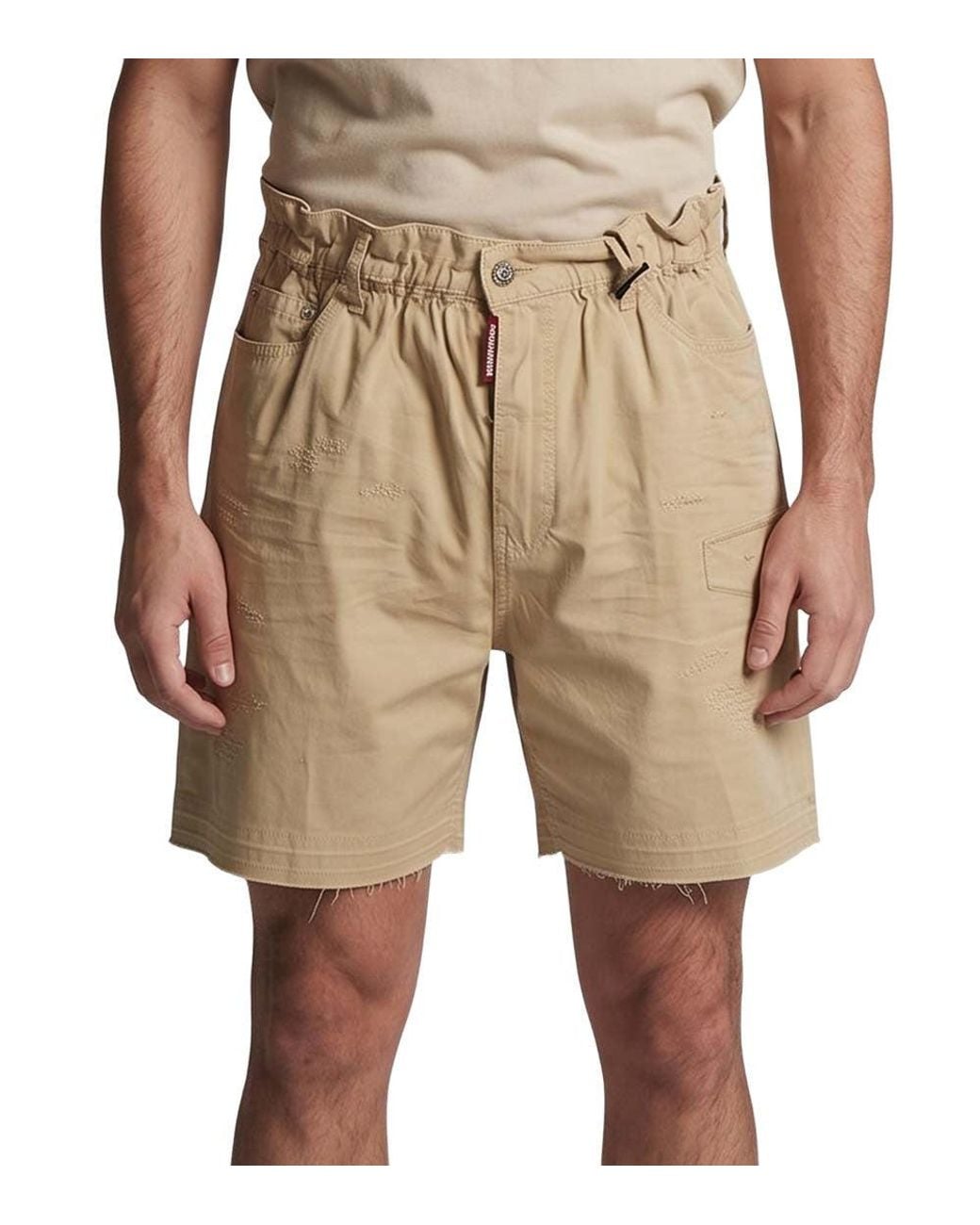 DSquared² Natural Distressed Shorts for men