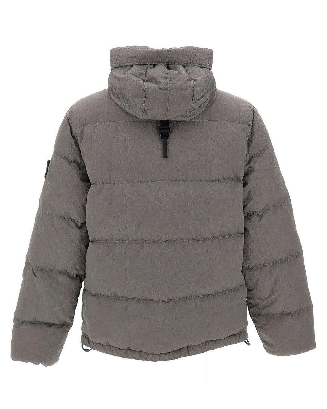 Stone Island Gray Quilted Hood Jacket for men