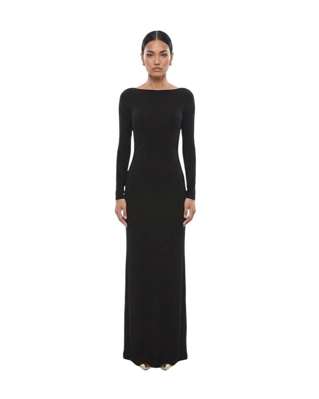 DSquared² Black Boat Neck Maxi Dress