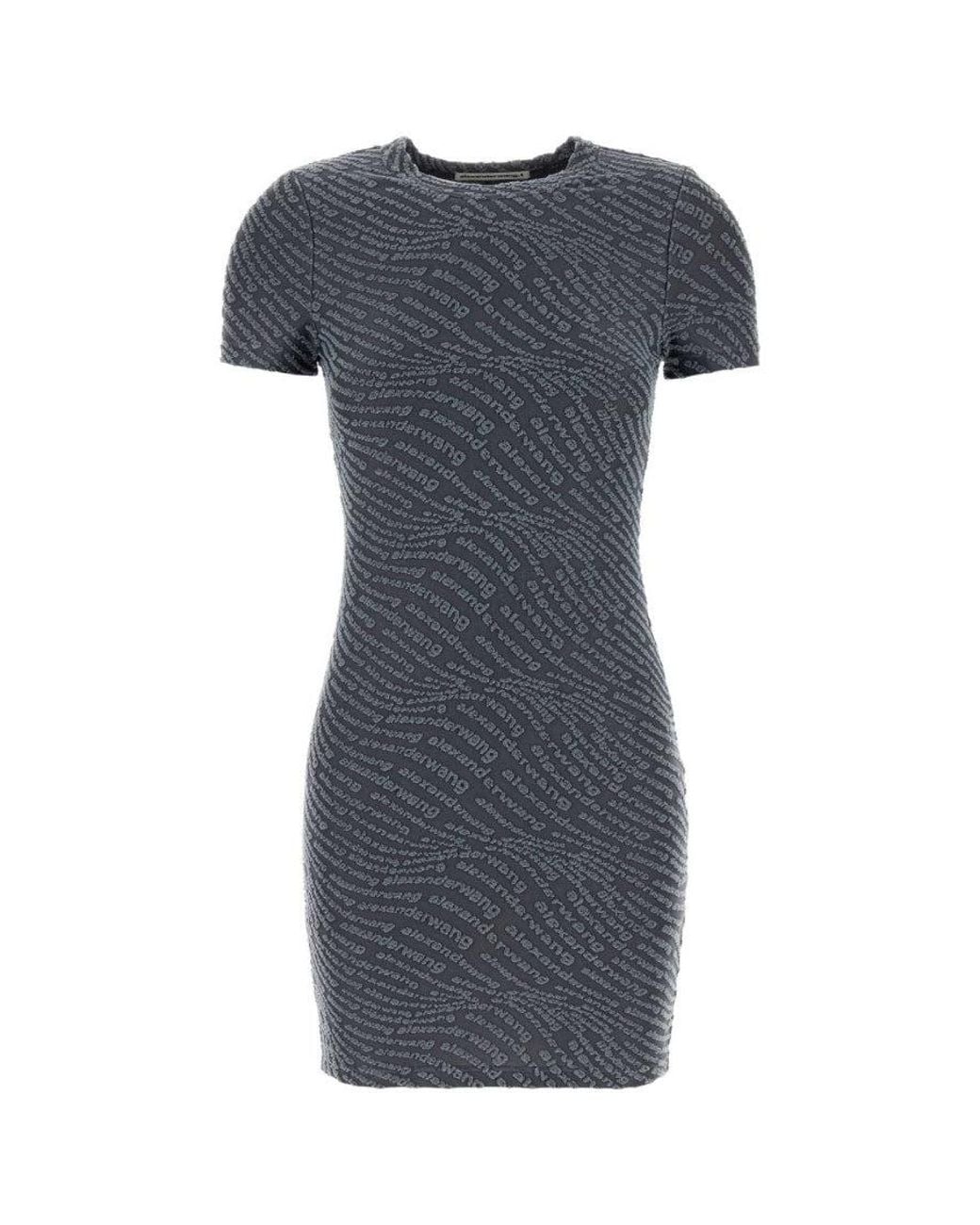 Alexander Wang Blue Logo Jacquard Shrunken Mini Dress
