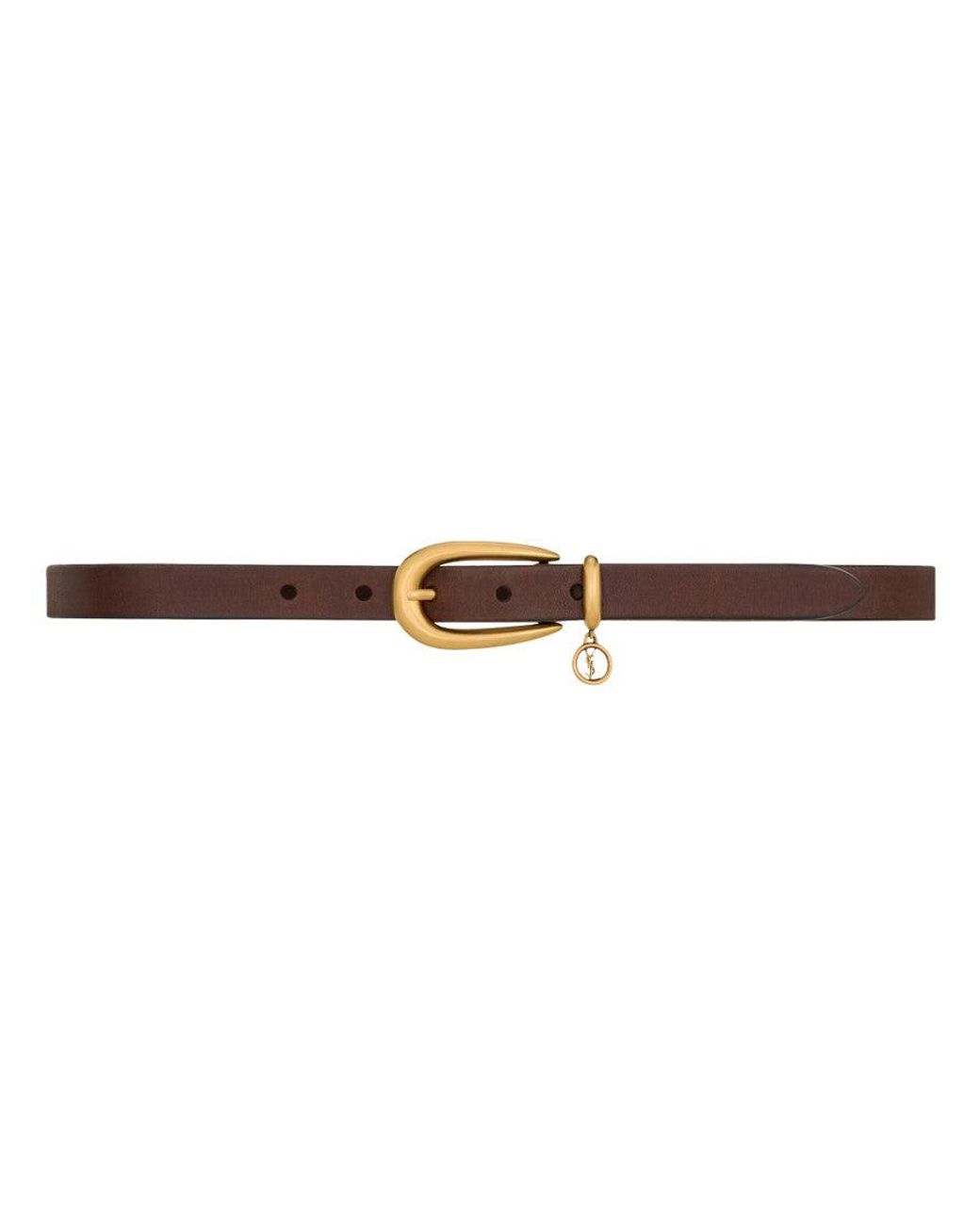 Saint Laurent Brown Cassandre Solid Formal Belt
