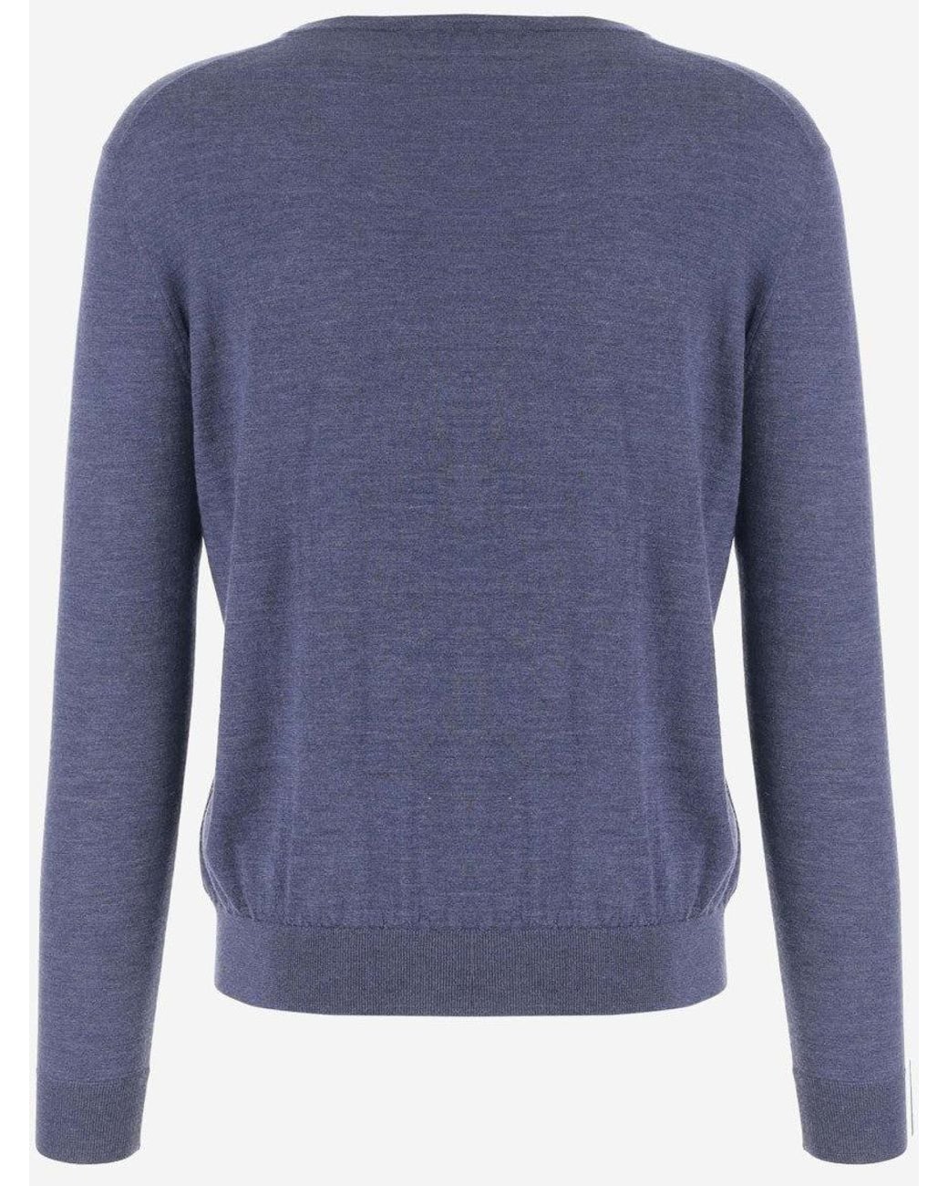 Malo Blue V-Neck Solid Sweater for men