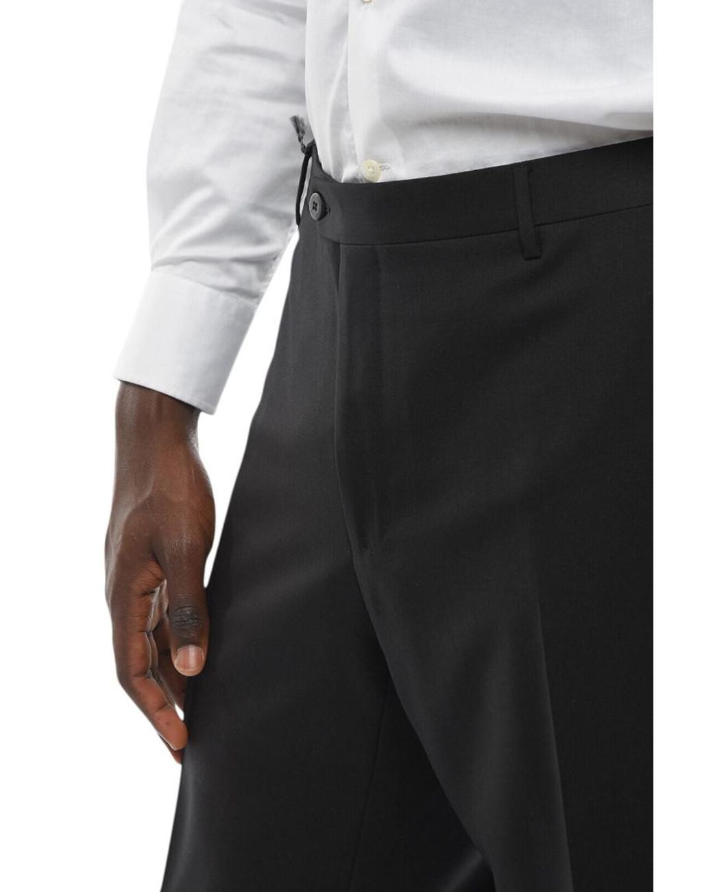 Corneliani Black Flat Front Pants for men