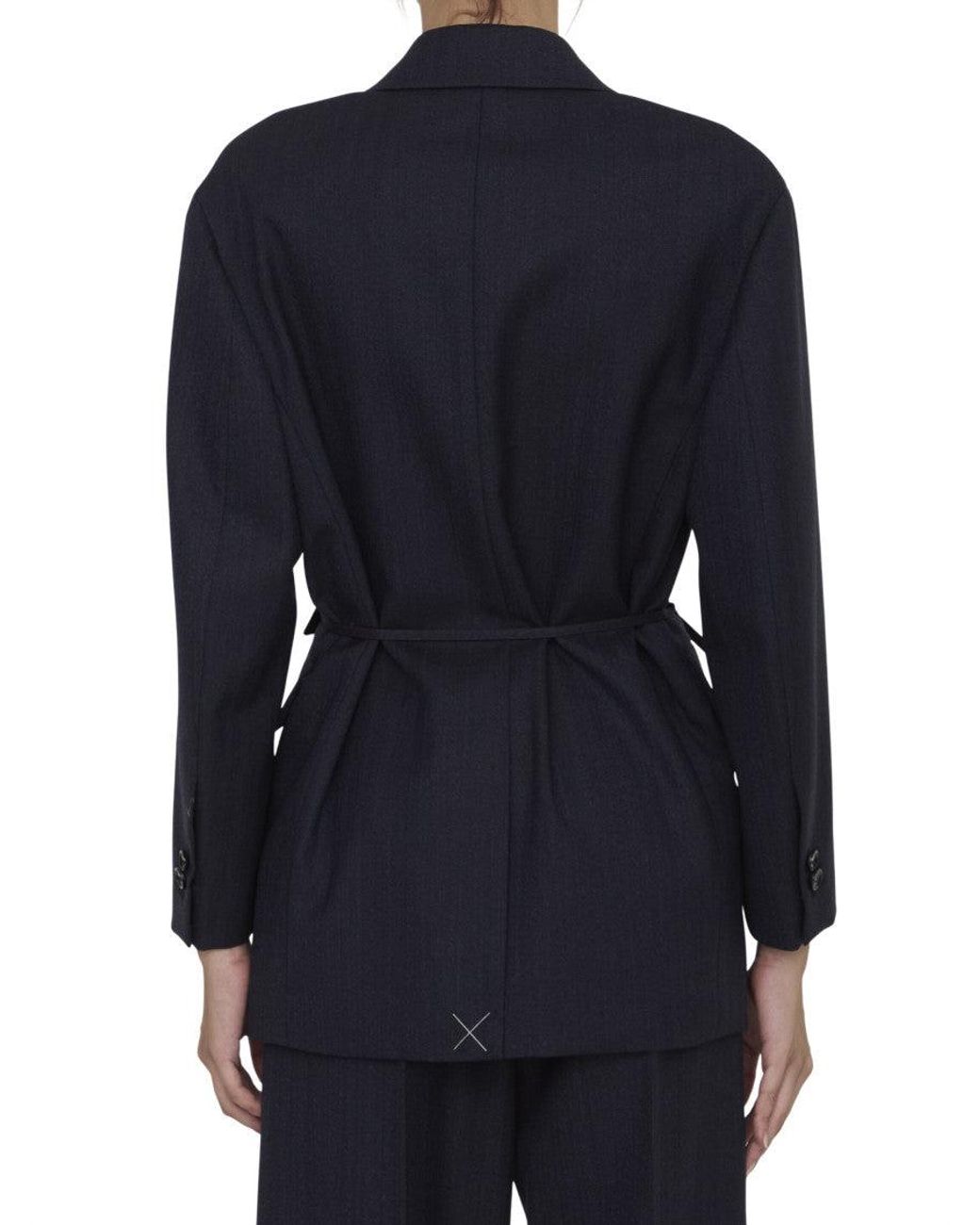 Bottega Veneta Blue Striped Peaked Lapel Blazer