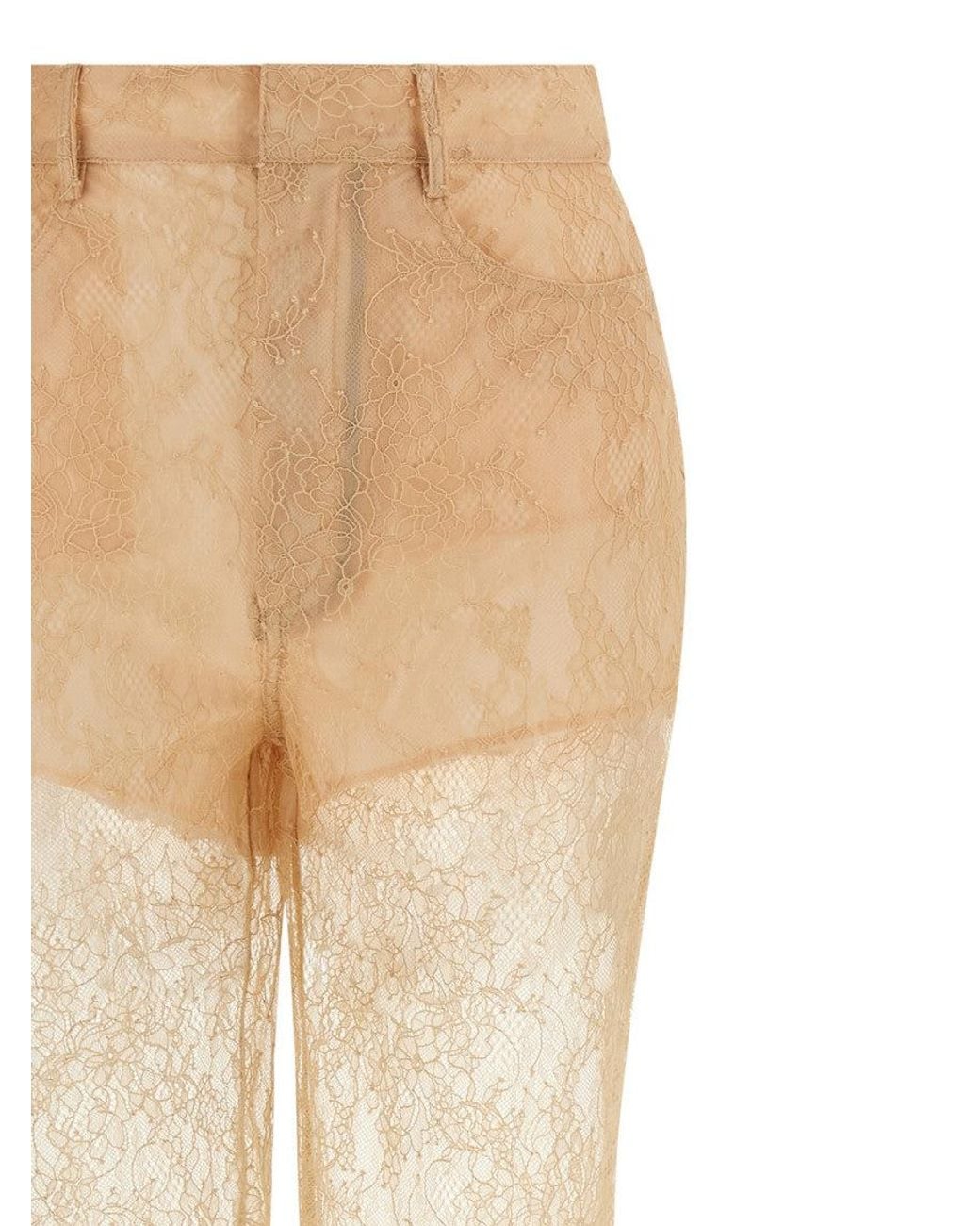 GIUSEPPE DI MORABITO Natural Flared Lace Pants