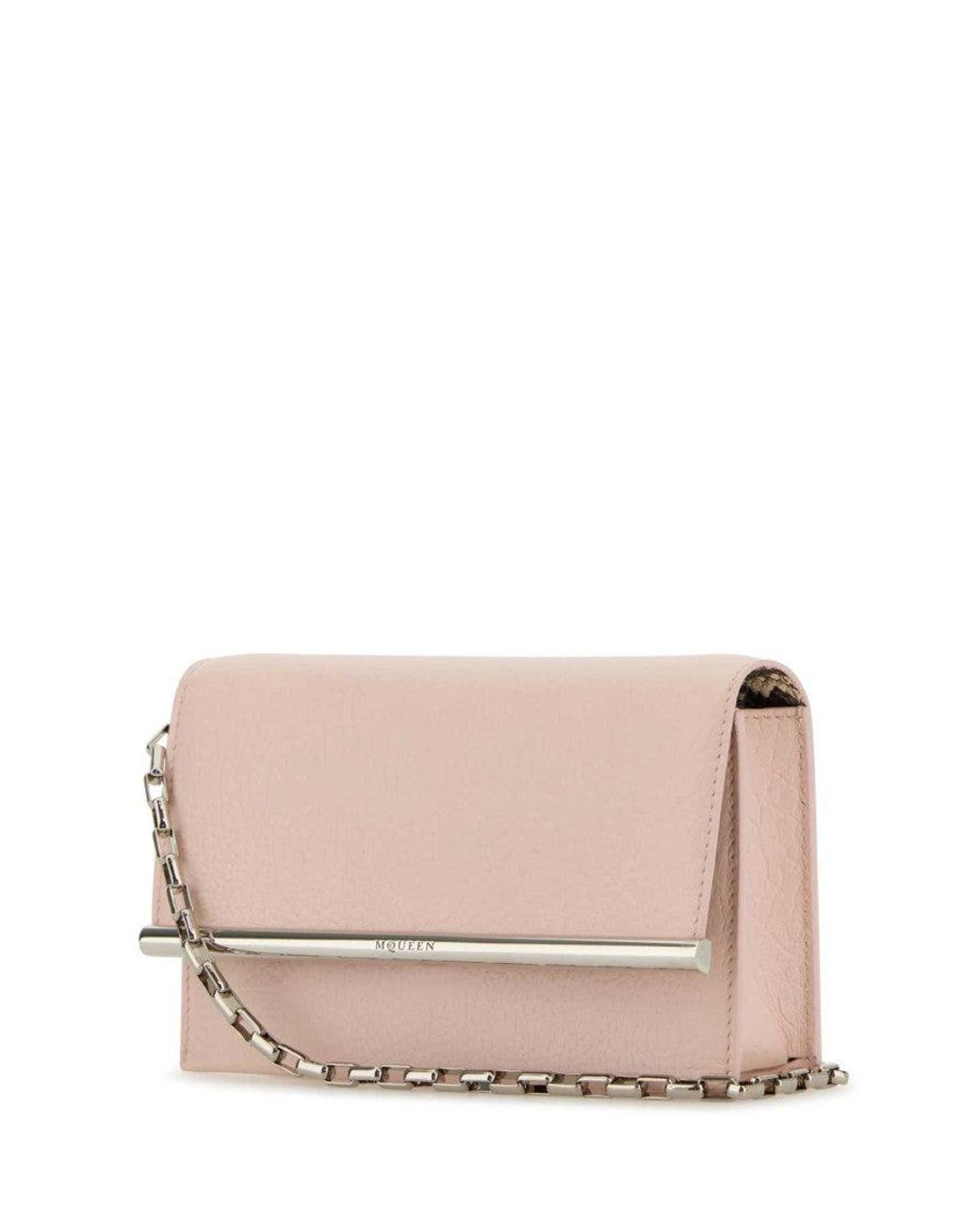 McQueen Pink T-Bar Clutch