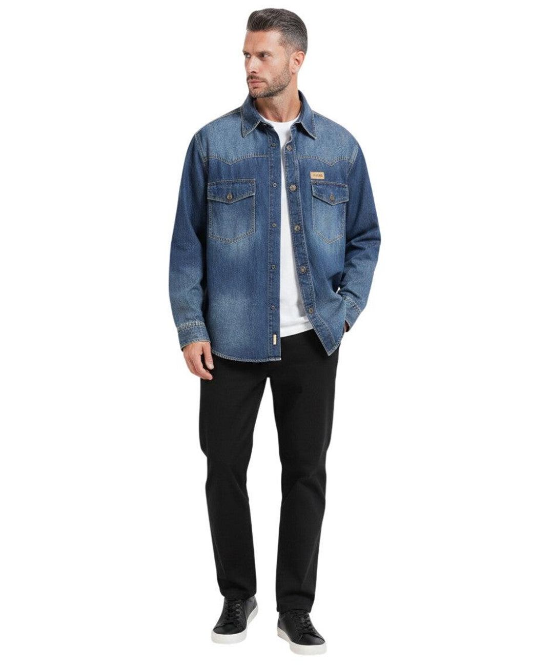 HUGO Blue Oversized Denim Shirt for men