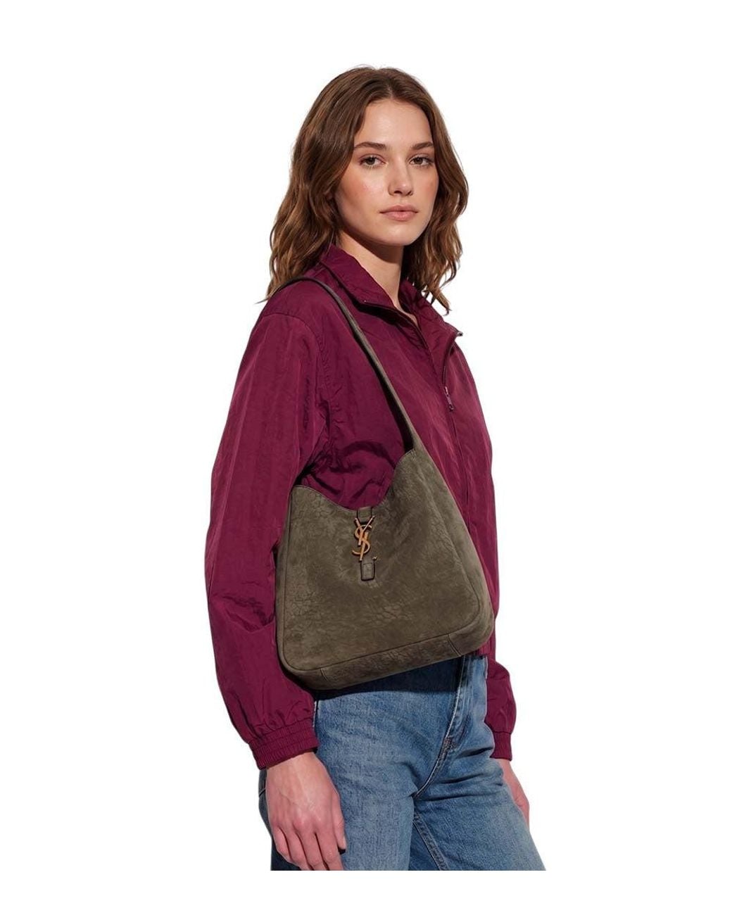 Saint Laurent Green Dark Le 5 A 7 Small Hobo