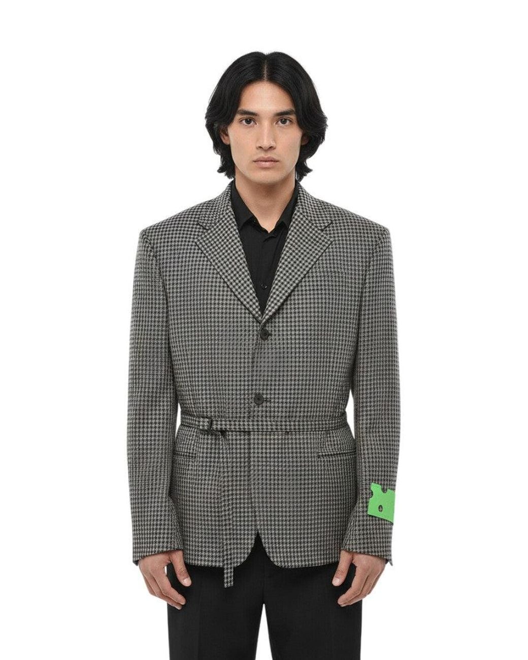 Off-White c/o Virgil Abloh Gray Notched Lapel Belted Blazer for men