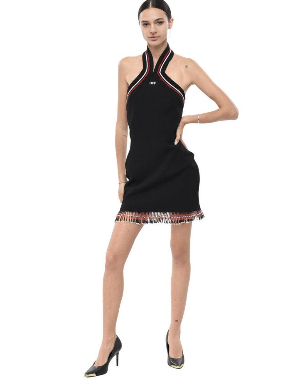 Off-White c/o Virgil Abloh Black Halter Neck Mini Dress