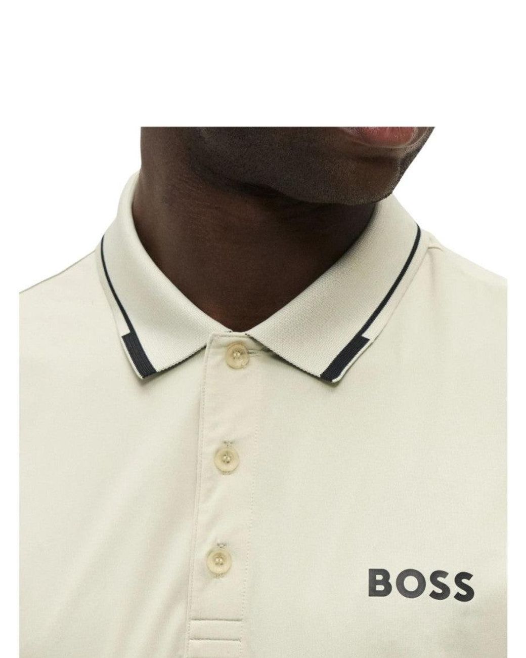 Boss White Shirt Collar Polo for men