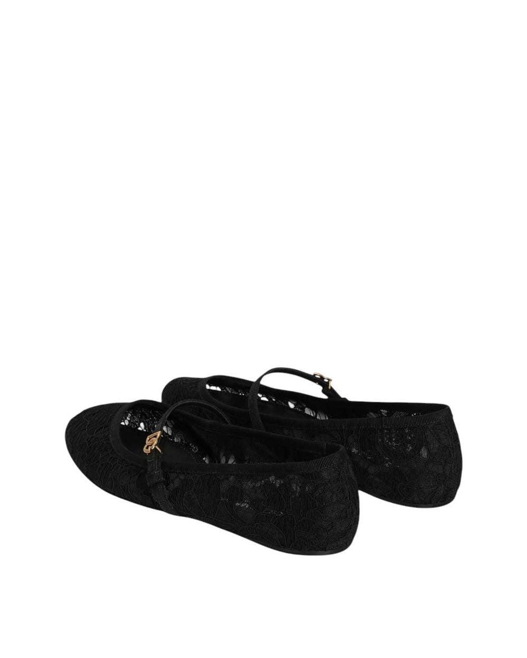 Dolce & Gabbana Black Logo Taormina Ballet Flats