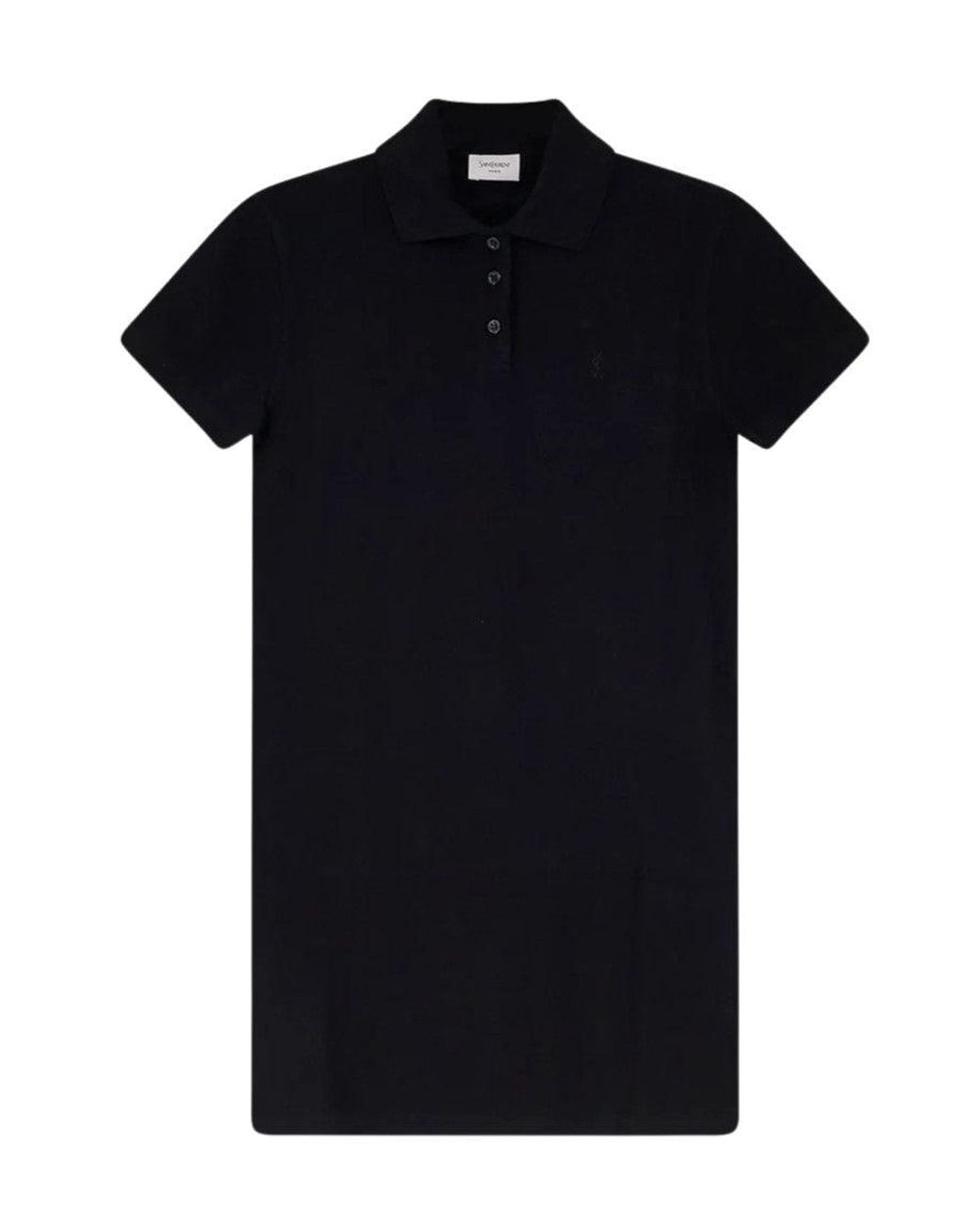 Saint Laurent Black Shirt Collar Mini Dress