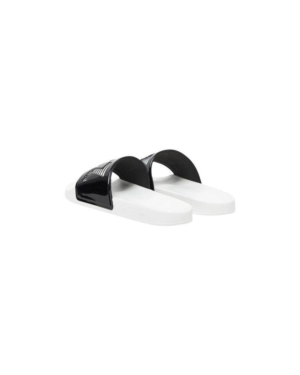 EA7 Blackwhite Round Toe Slides for men