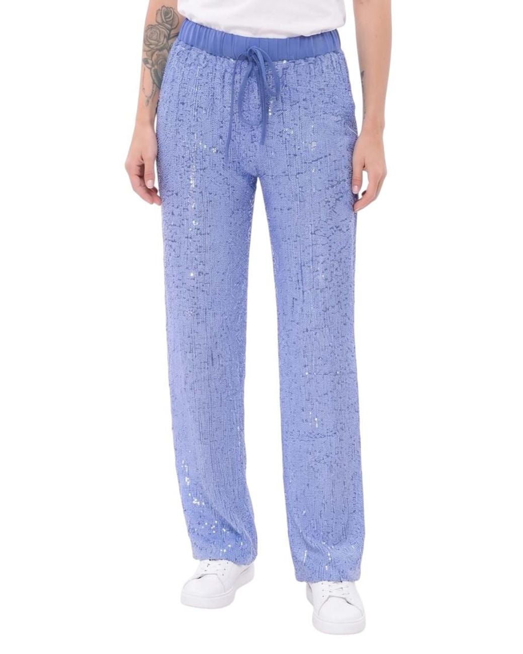 P.A.R.O.S.H. Blue Straight Drawstring Trousers